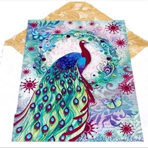 Punch Studio Peacock Wreath Single (1) Christmas Card with Lined Envelope 64417